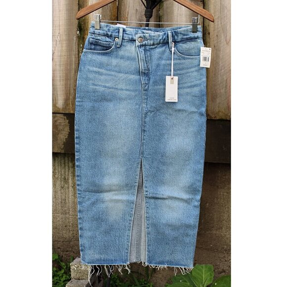 New w/Tags - Good American Crossover Denim Jeans Midi Skirt - WAY OVERSIZED - Picture 2 of 12